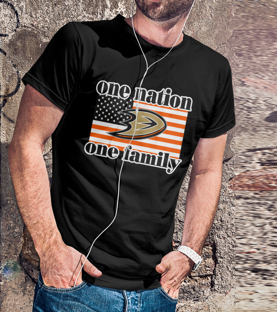 One Nation One Family Anaheim Ducks American Flag T-Shirt