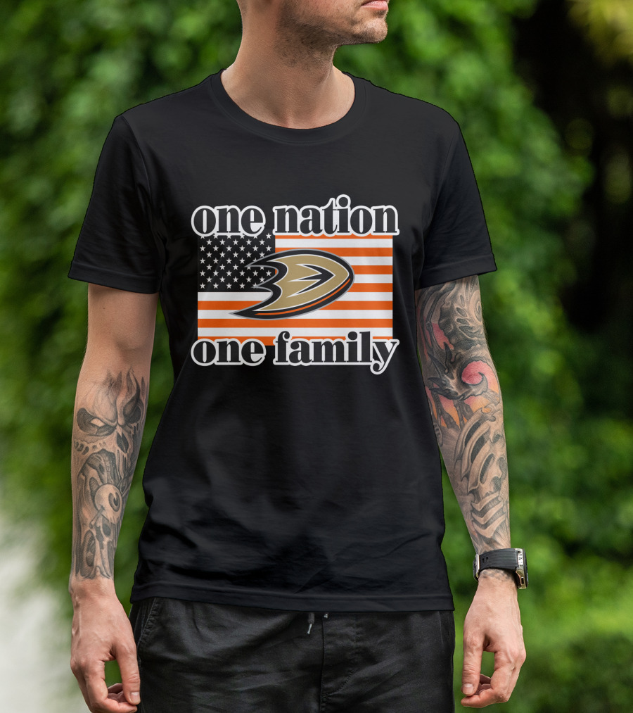 One Nation One Family Anaheim Ducks American Flag T-Shirt