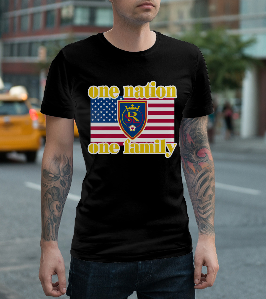 One Nation One Family Real Salt Lake Usa Flag Soccer Crest T-Shirt