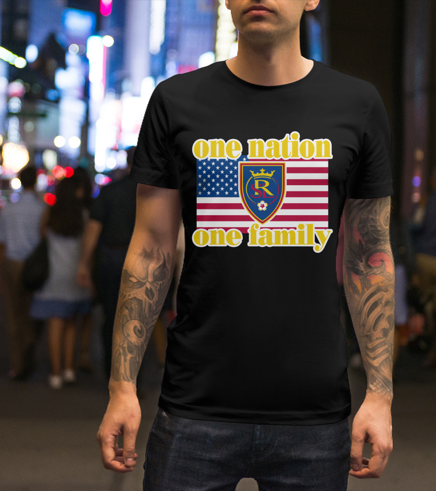 One Nation One Family Real Salt Lake Usa Flag Soccer Crest T-Shirt