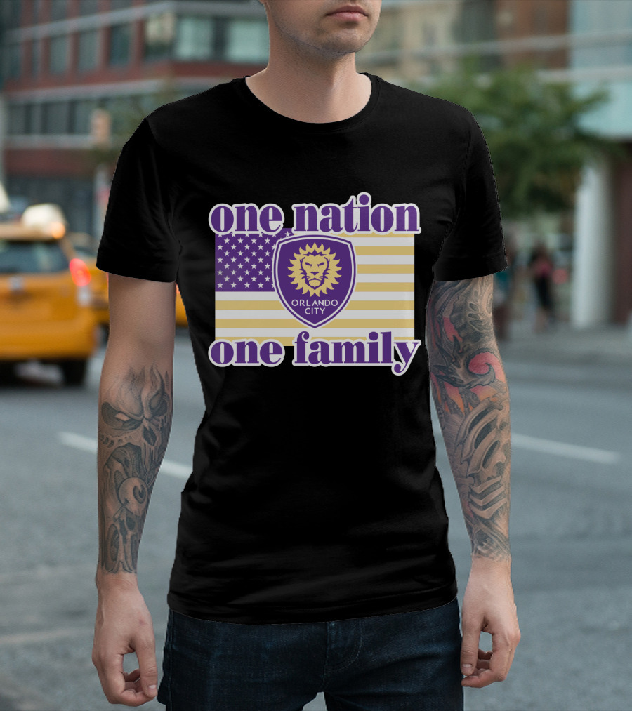 One Nation One Family Orlando City Sc American Flag Lion T-Shirt