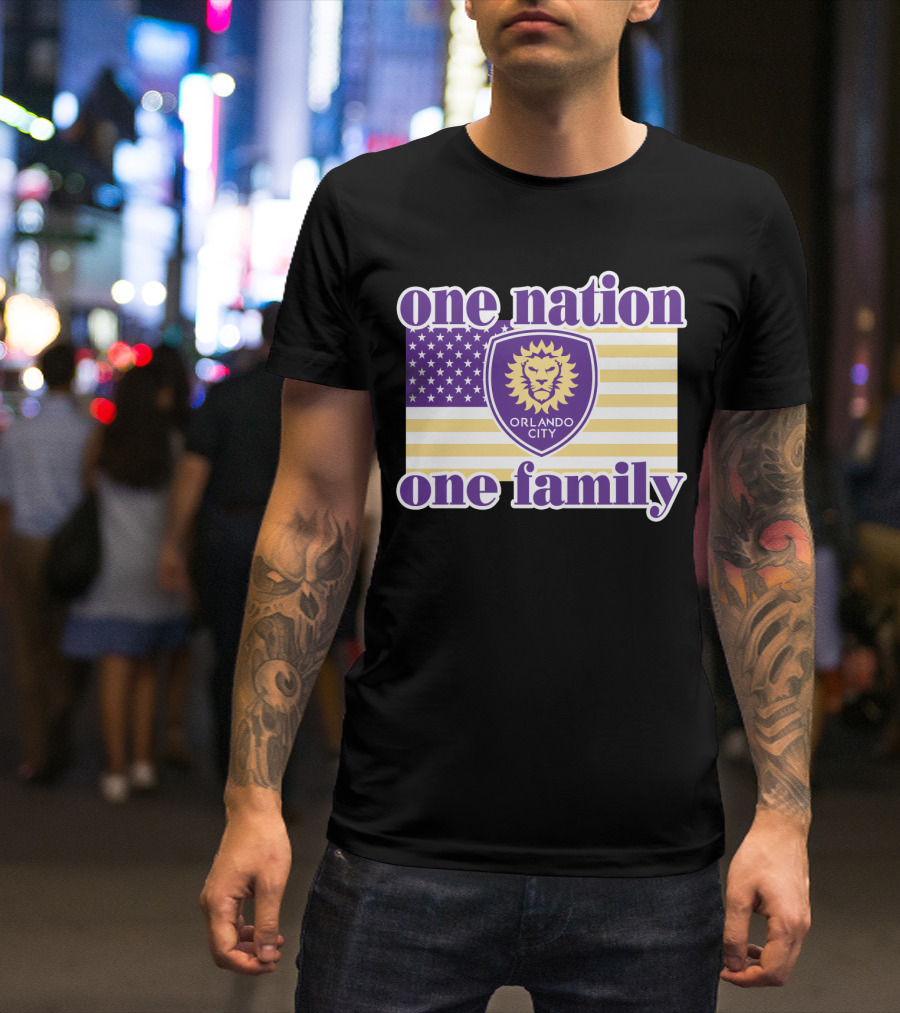 One Nation One Family Orlando City Sc American Flag Lion T-Shirt