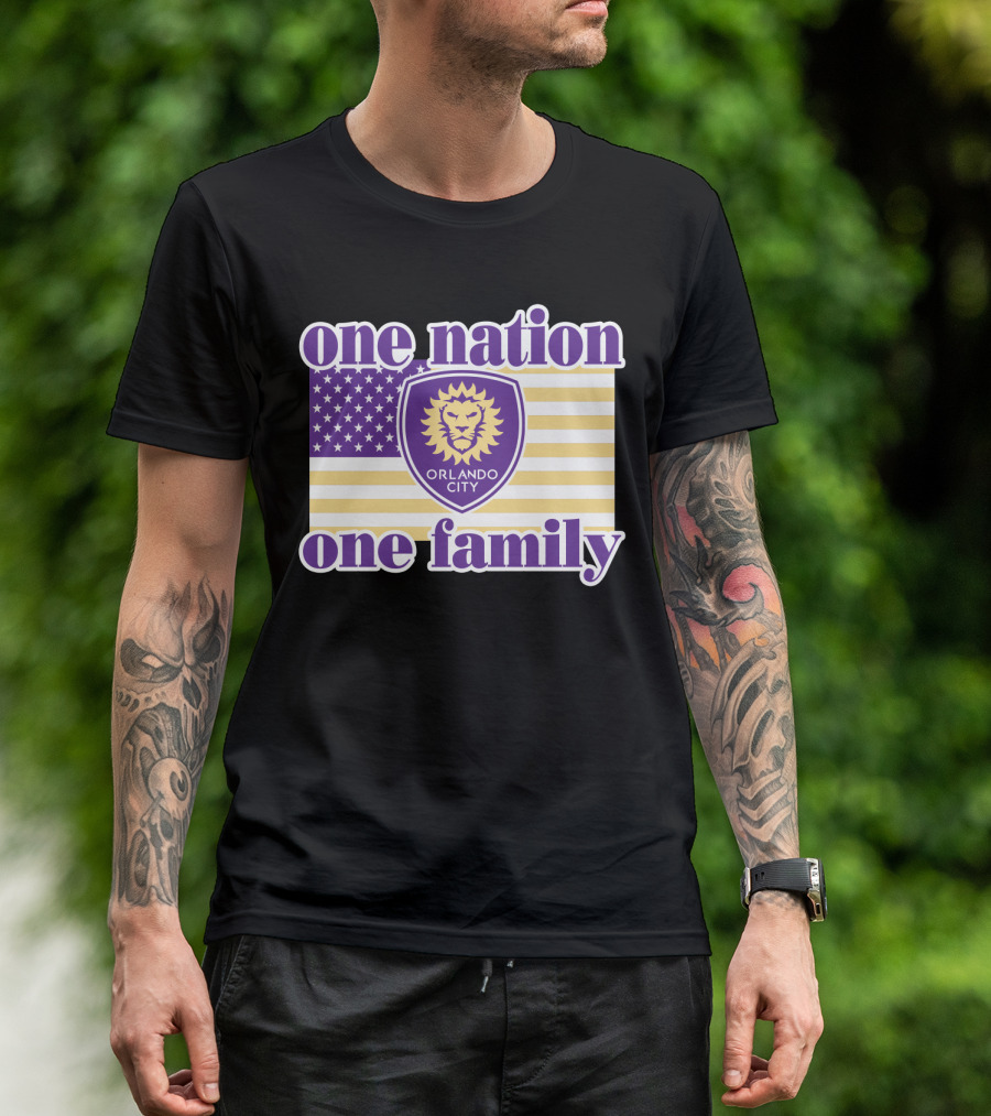 One Nation One Family Orlando City Sc American Flag Lion T-Shirt