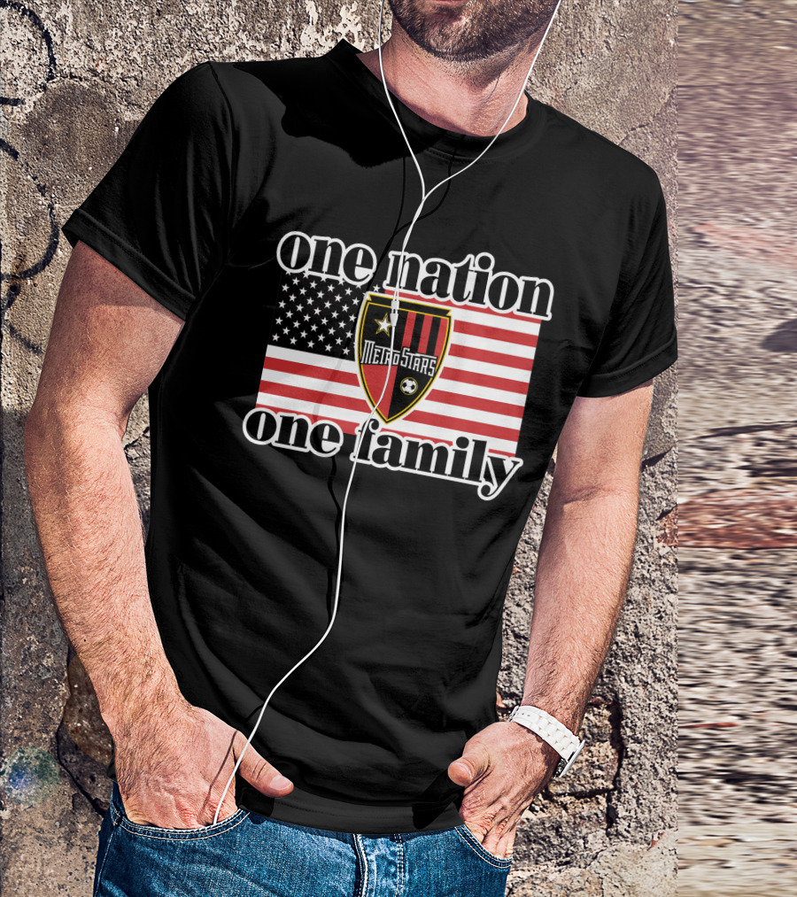 One Nation One Family Metrostars 136 Usa Flag Soccer Shield T-Shirt