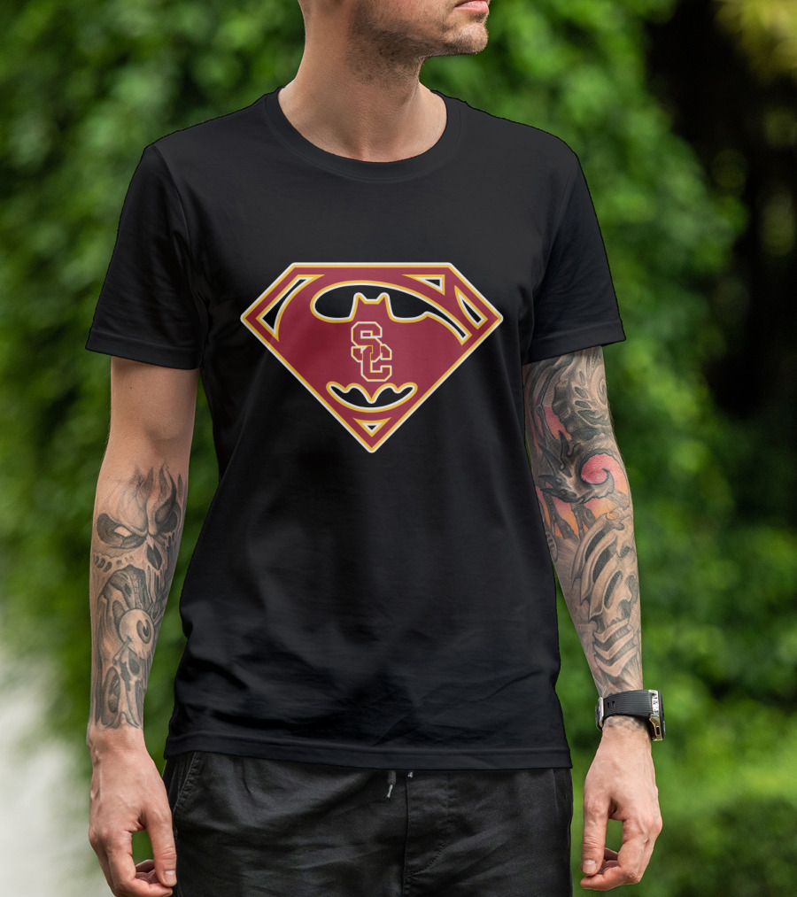Usc Trojans Batman Superman Logo Mashup T-Shirt