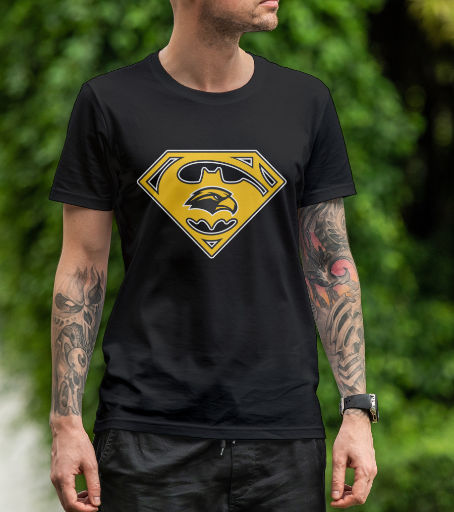Southern Mississippi Golden Eagles Superhero Logo Black And Yellow T-Shirt