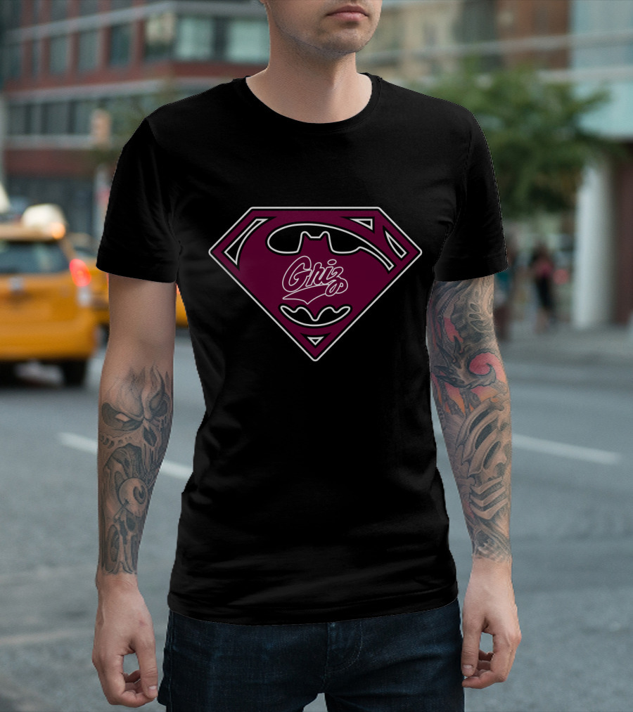 Montana Grizzlies Griz Logo Superman Batman Symbol T-Shirt