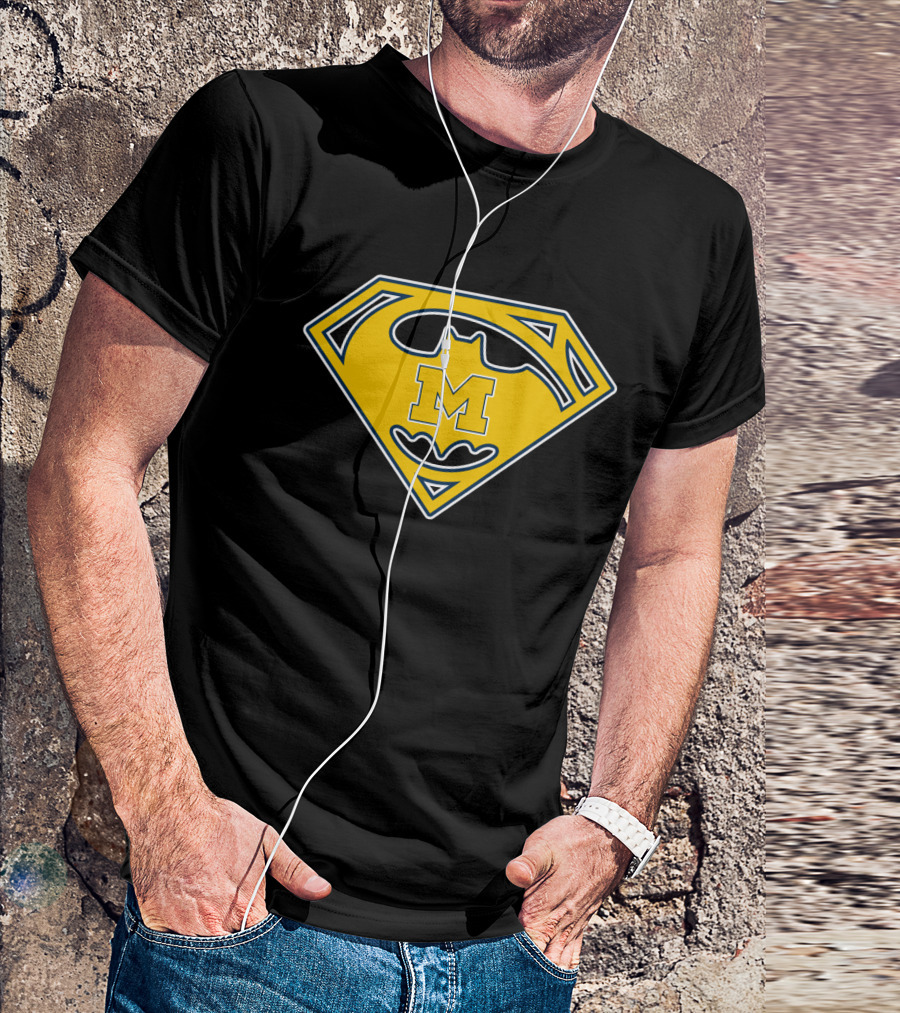 Michigan Wolverines Batman Superman Logo Icon T-Shirt