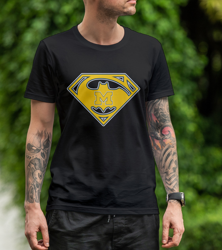 Michigan Wolverines Batman Superman Logo Icon T-Shirt