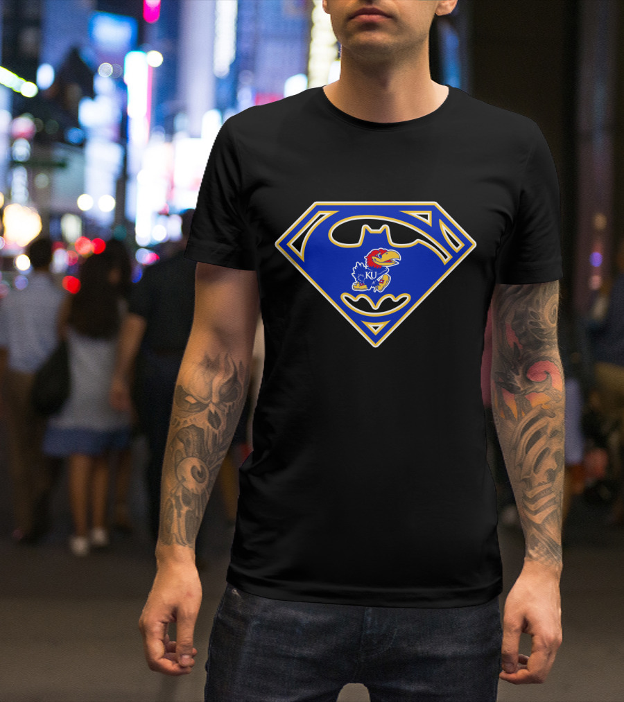 Kansas Jayhawks Superman Batman Symbol T-Shirt