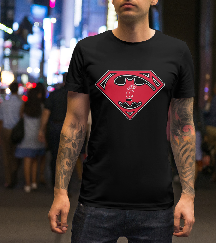 Cincinnati Bearcats Batman Superman Logo Mashup T-Shirt