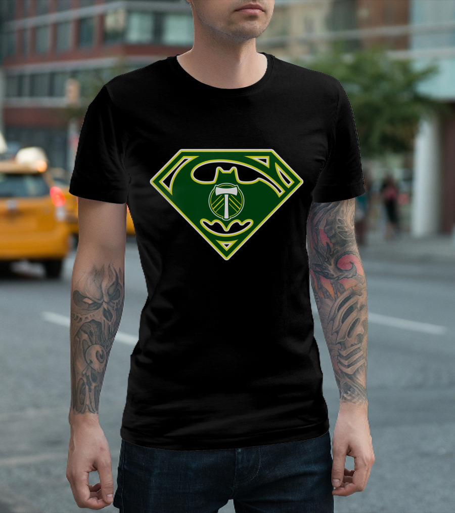Portland Timbers Batman Superman Logo Combination T-Shirt