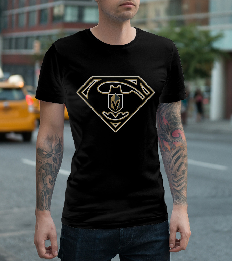 Batman Superman Vegas Golden Knights Logo Mashup T-Shirt