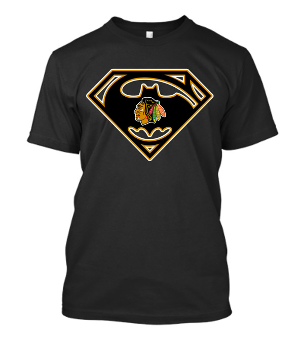 Chicago Blackhawks Batman Superman Logo Mashup T-Shirt