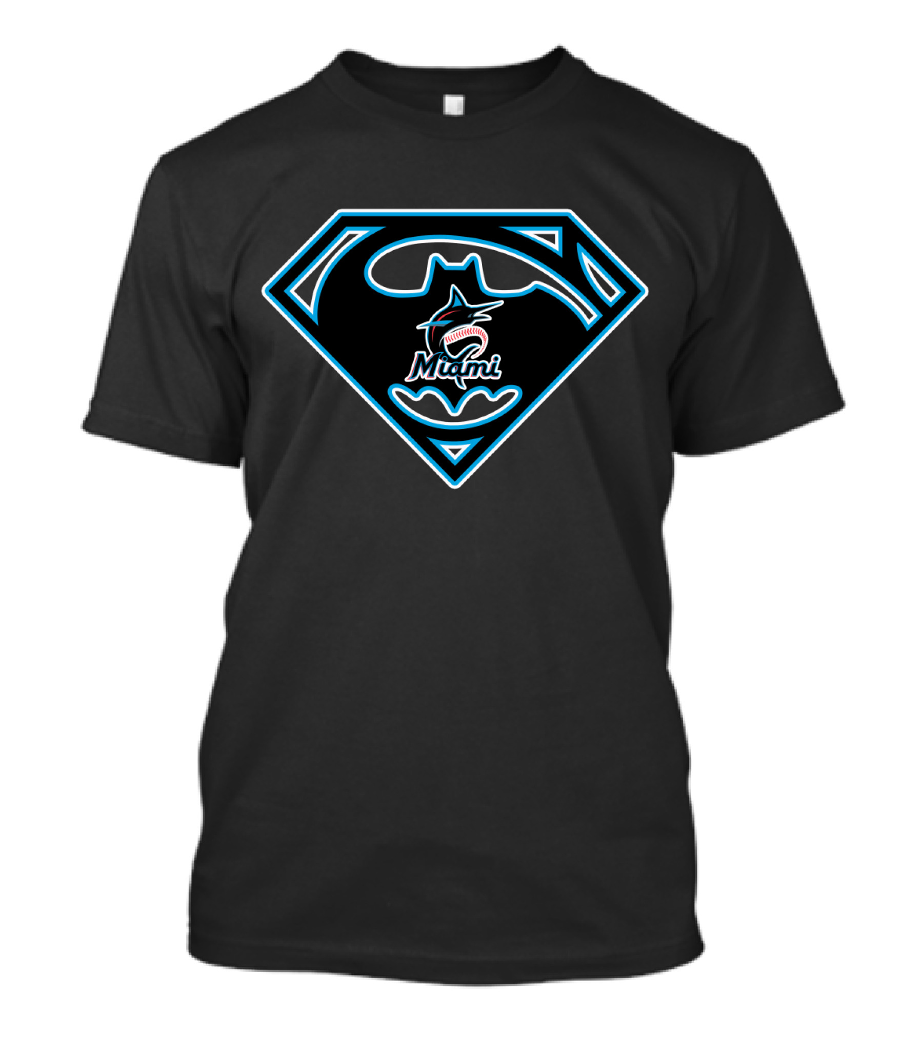 Miami Marlins Superman Batman Logo Mashup T-Shirt