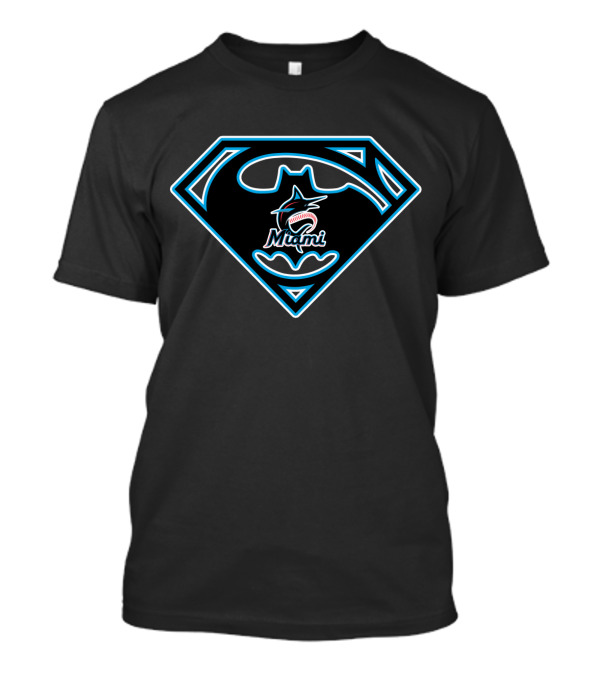 Miami Marlins Superman Batman Logo Mashup T-Shirt