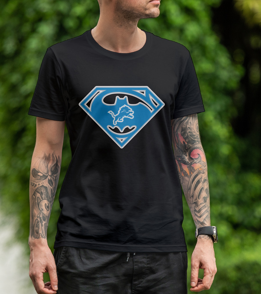 Detroit Lions Superman Batman T-Shirt