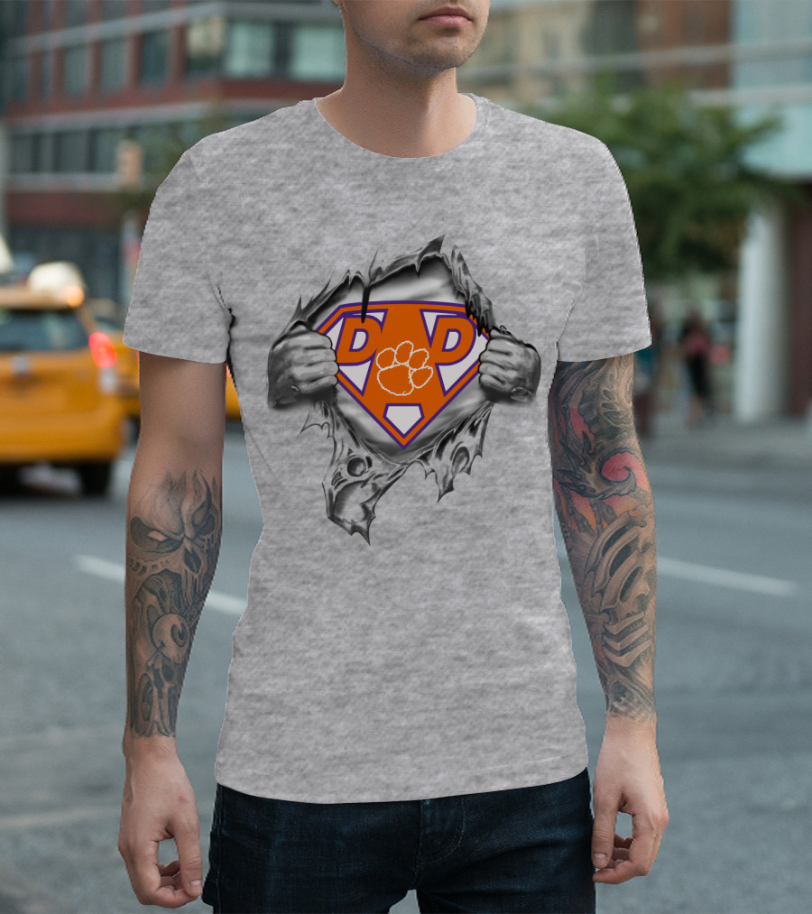 Dad Paw Clemson Superhero Symbol Tear-Away T-Shirt