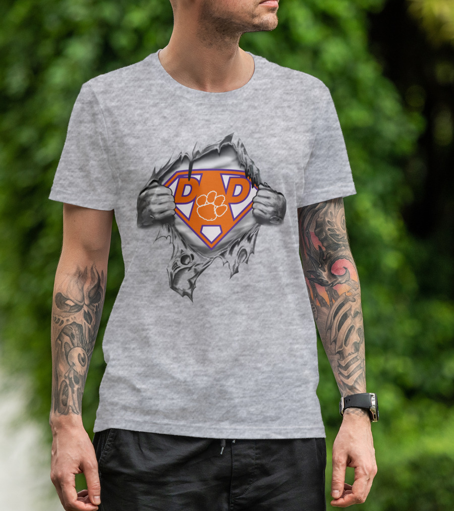 Dad Paw Clemson Superhero Symbol Tear-Away T-Shirt