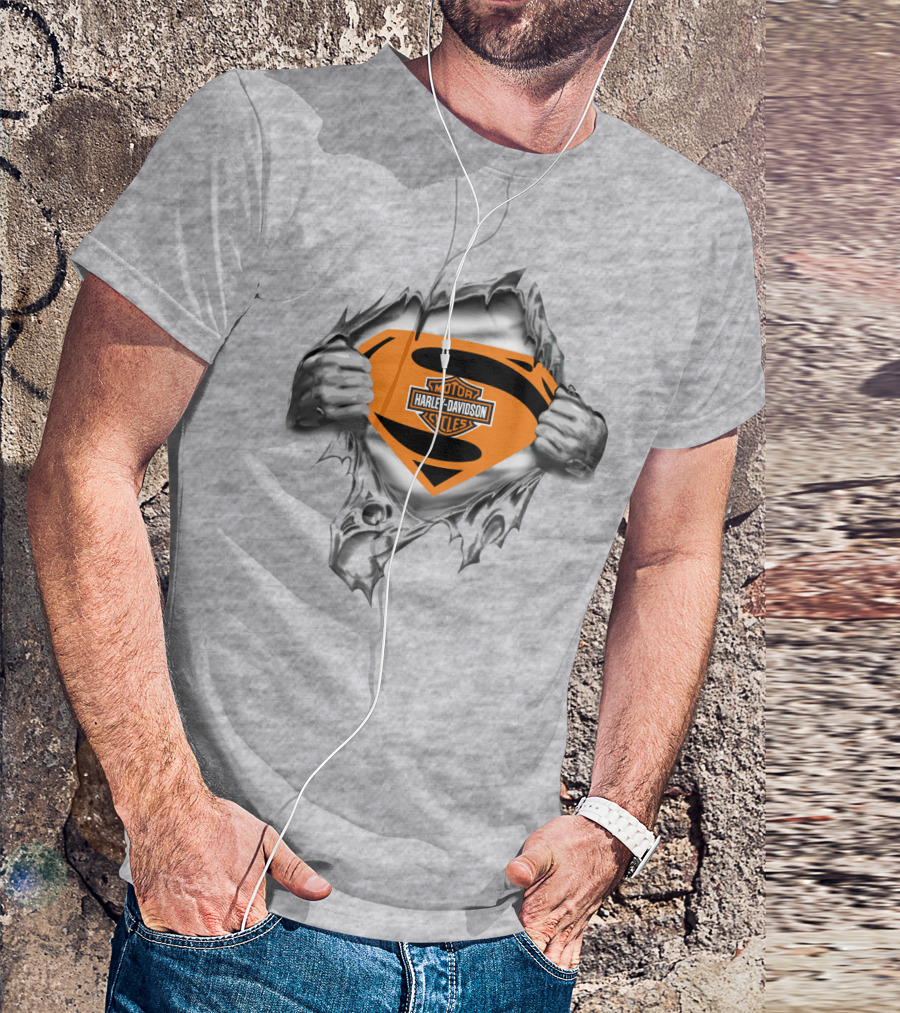 Harley Davidson Superman Logo Rip Motorcycles T-Shirt