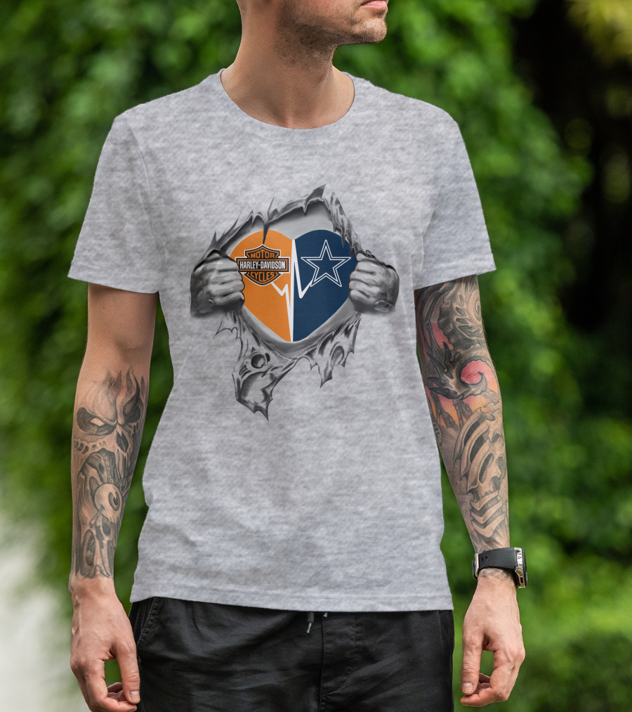 Harley Davidson Cowboys Heart Logo Fusion T-Shirt