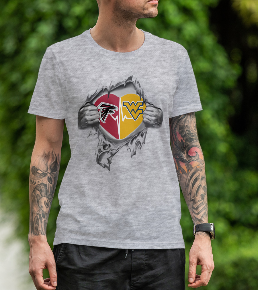 Falcons West Virginia Mountaineers Heart Logos Fan Passion T-Shirt