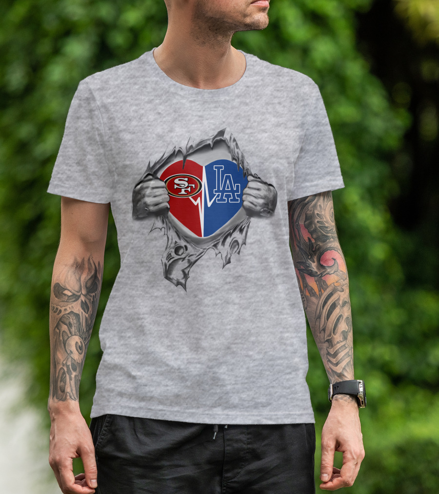 Dodgers 49ers Heart La Sf Split T-Shirt