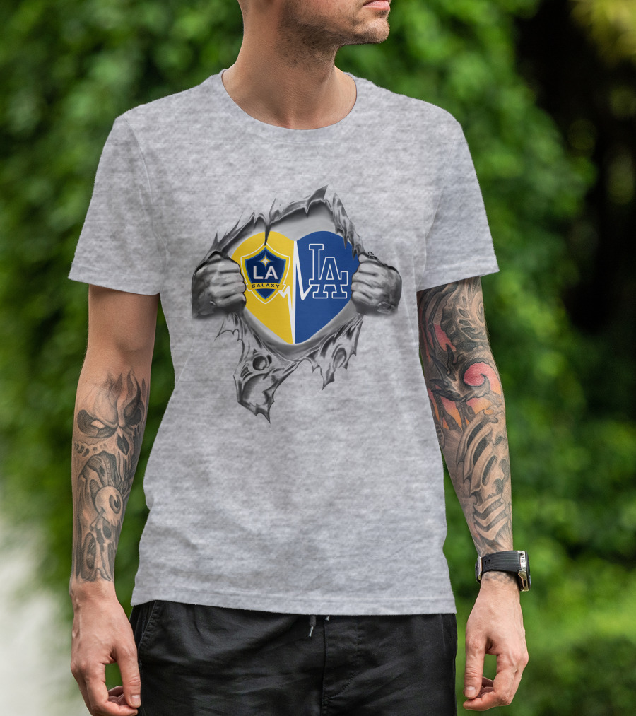 La Galaxy Dodgers Heart Rip T-Shirt