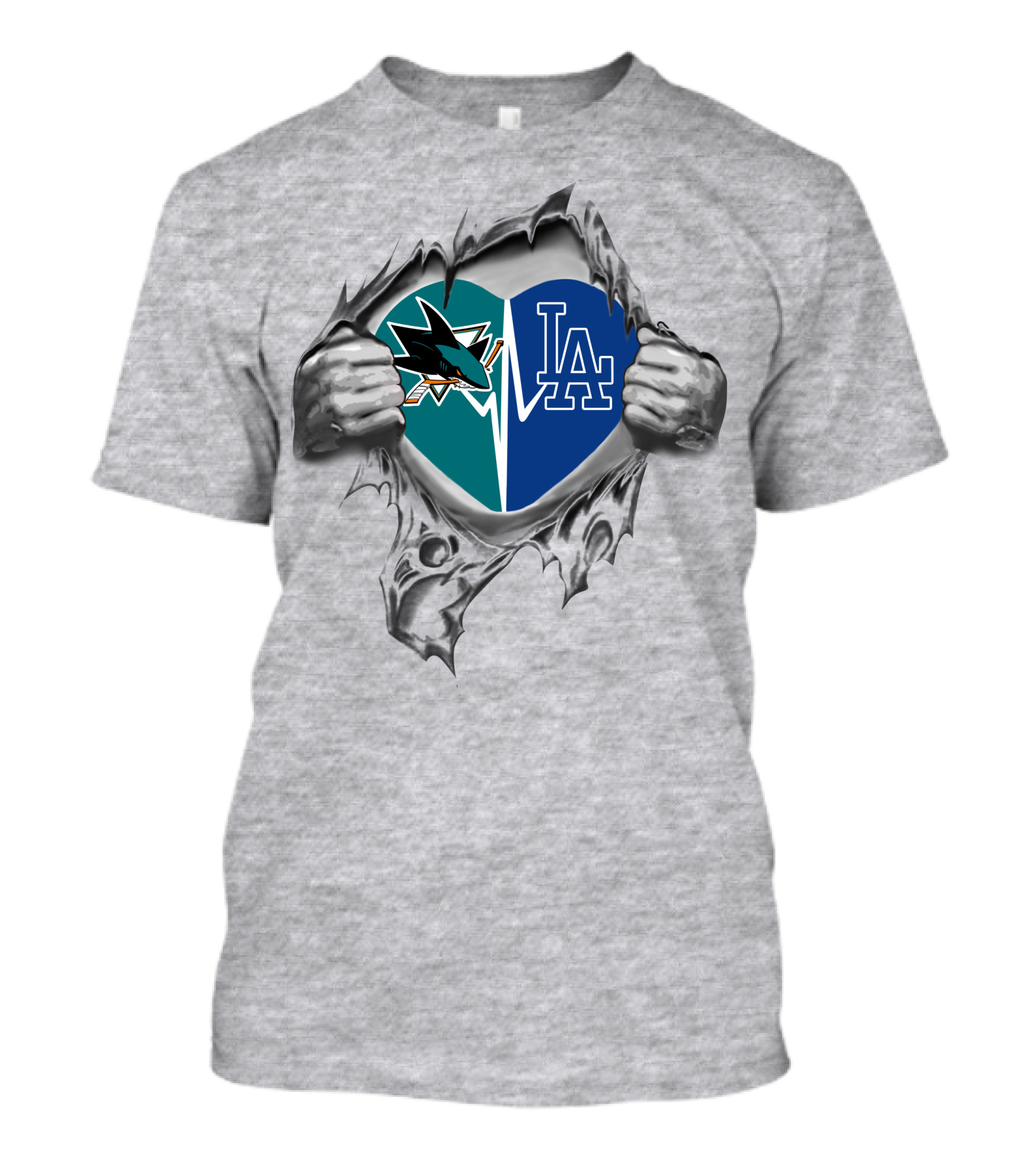 Dodgers La Sharks Heart T-Shirt