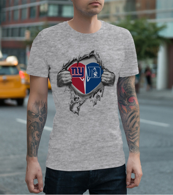 Ny Giants Duke Blue Devils Heart Fan Passion T-Shirt
