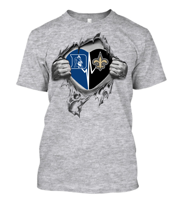 Saints Fleur-De-Lis Duke Blue Devil Heart T-Shirt