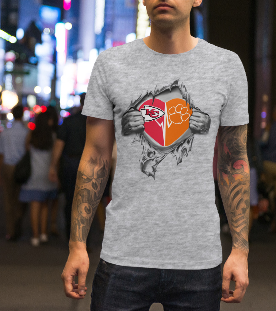 Kansas City Chiefs Clemson Tigers Heart Fusion T-Shirt