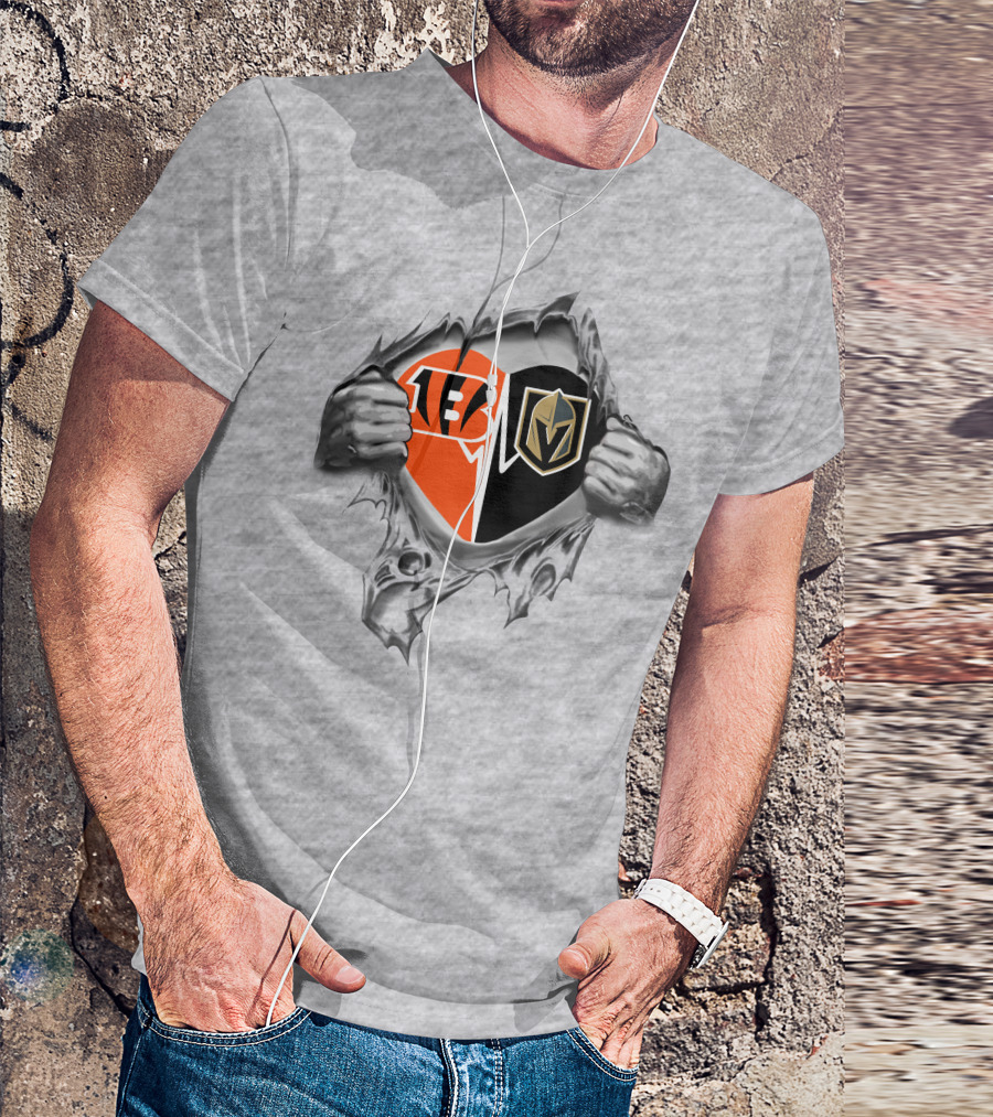 Bengals Knights Heart Torn Open Fan Pride T-Shirt