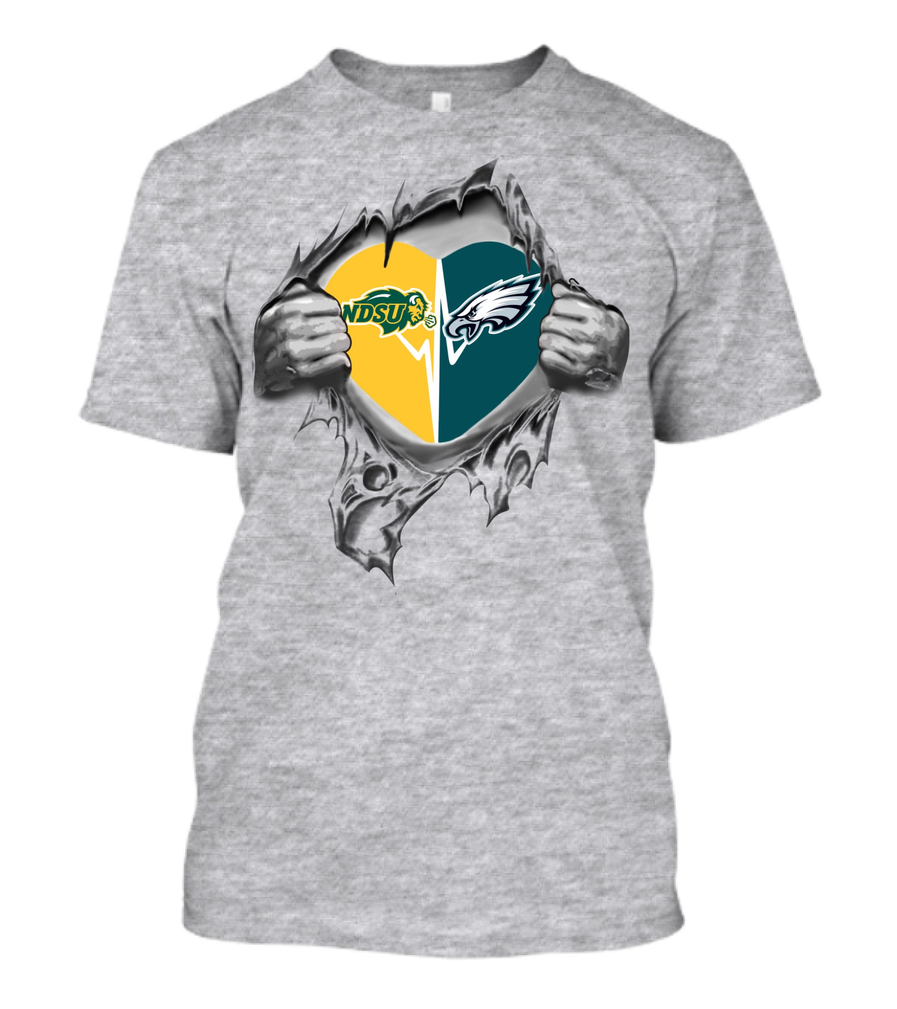 Eagles Ndsu Heart Torn Logo Integration T-Shirt