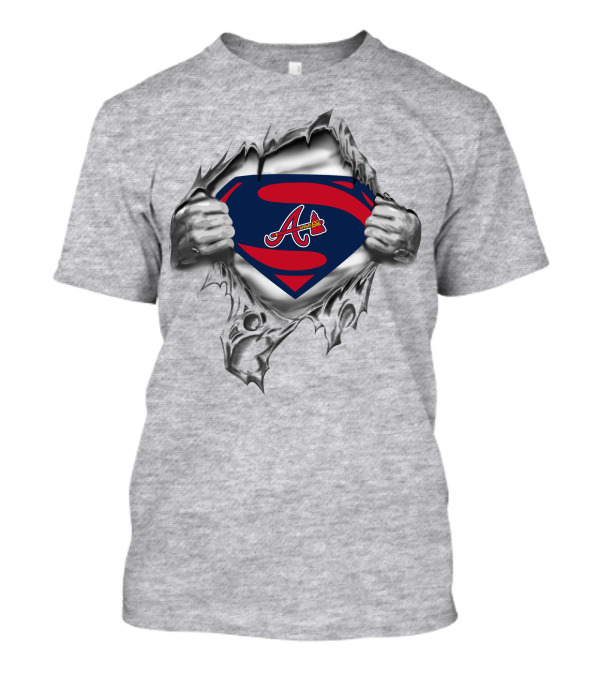 Braves Superman Logo Emblem With Ripped Costume T-Shirt