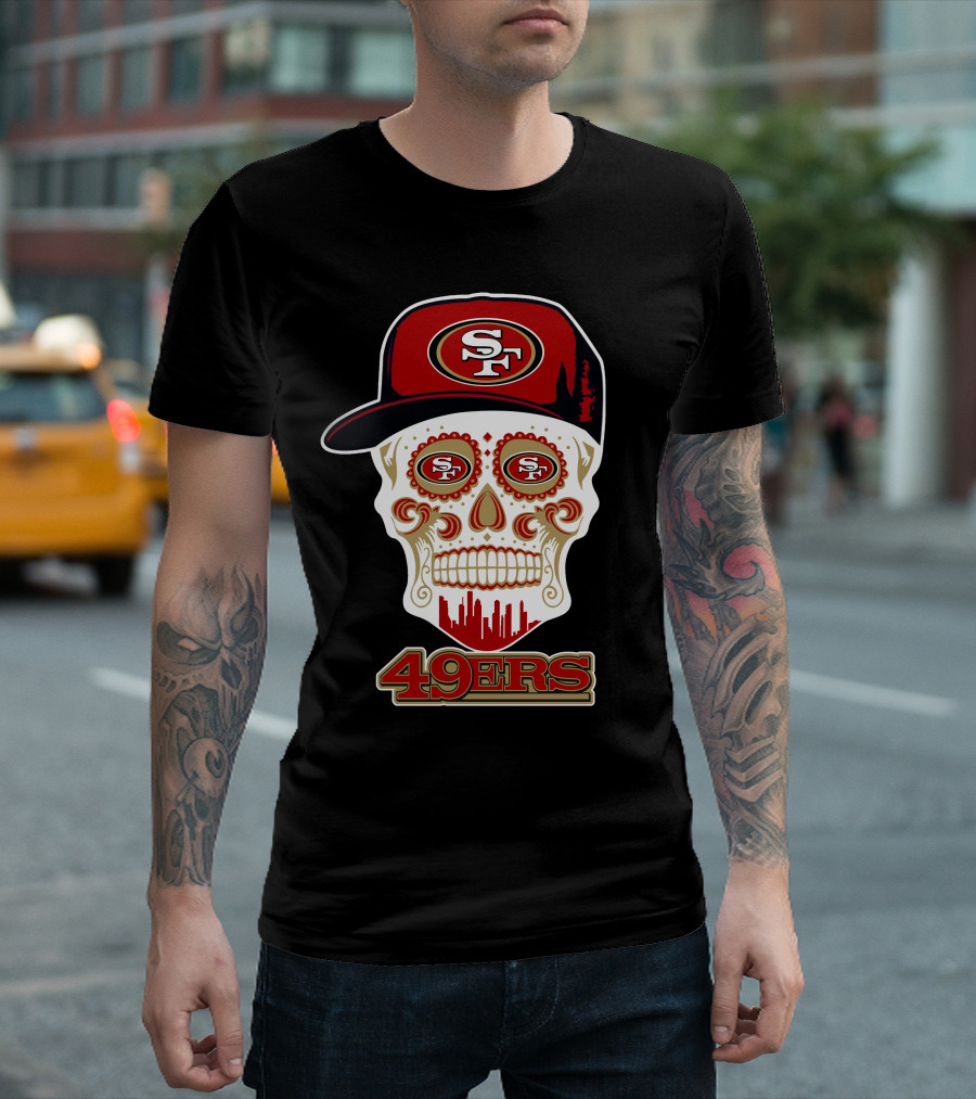 49ers Skull With San Francisco Hat And Funny T-Shirt