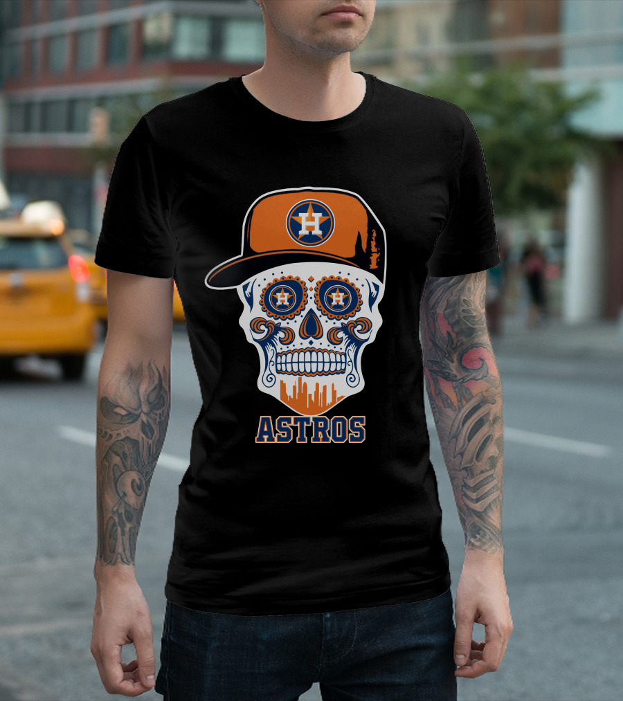 Houston Astros Skull Halloween Sugar Skull Style T-Shirt