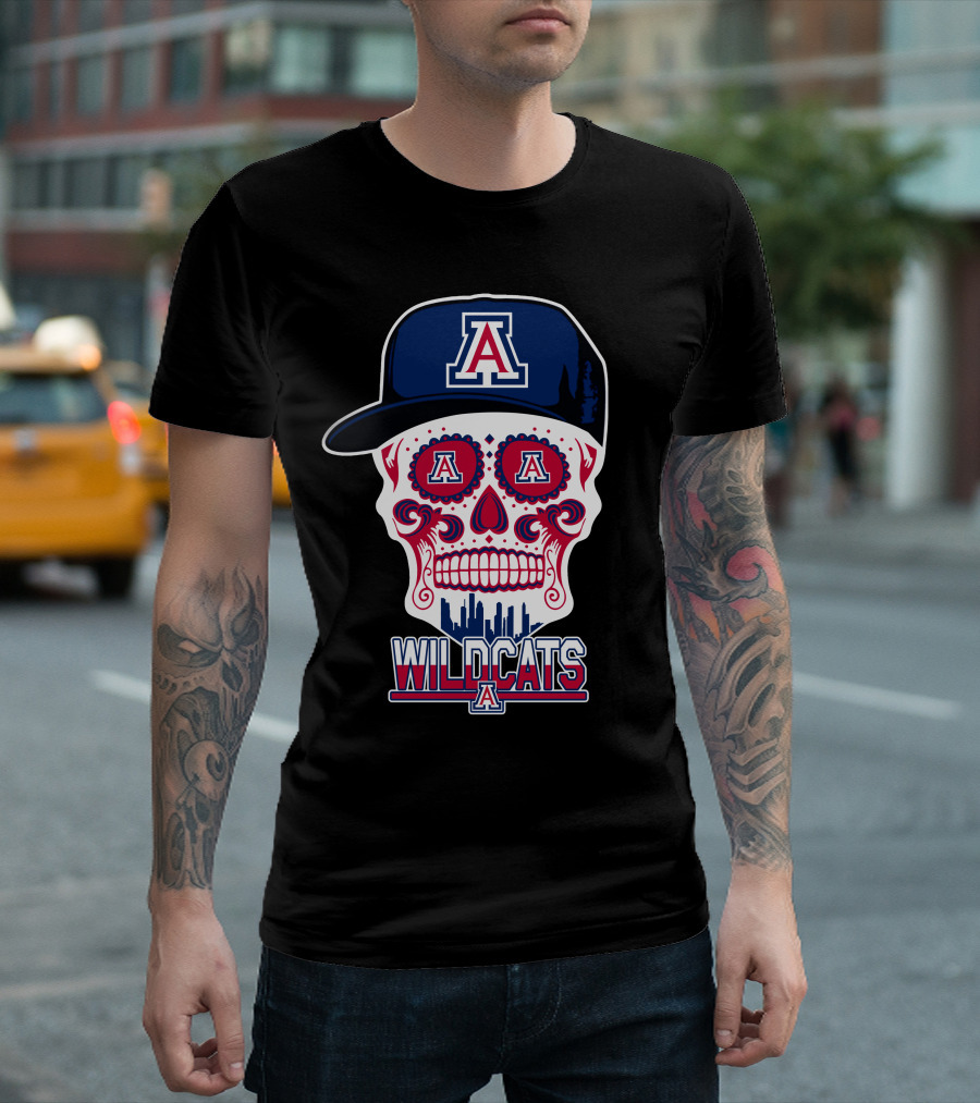 Arizona Wildcats A Logo Skull Wildcats T-Shirt