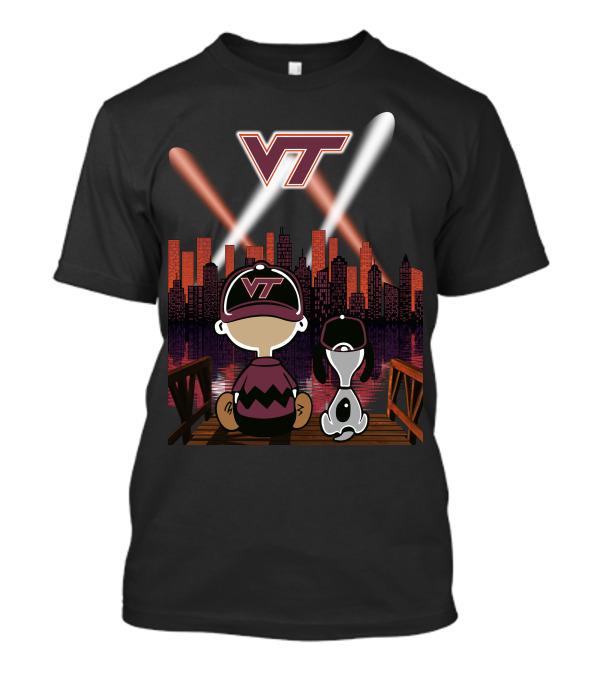 Virginia Tech Hokies Vt Skyline Night Scene T-Shirt