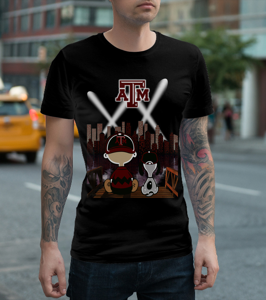 Atm Aggies City Lights With Peanuts Character At Night T-Shirt