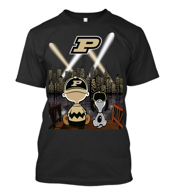 Purdue Boilermakers City Skyline With Iconic Characters And P T-Shirt