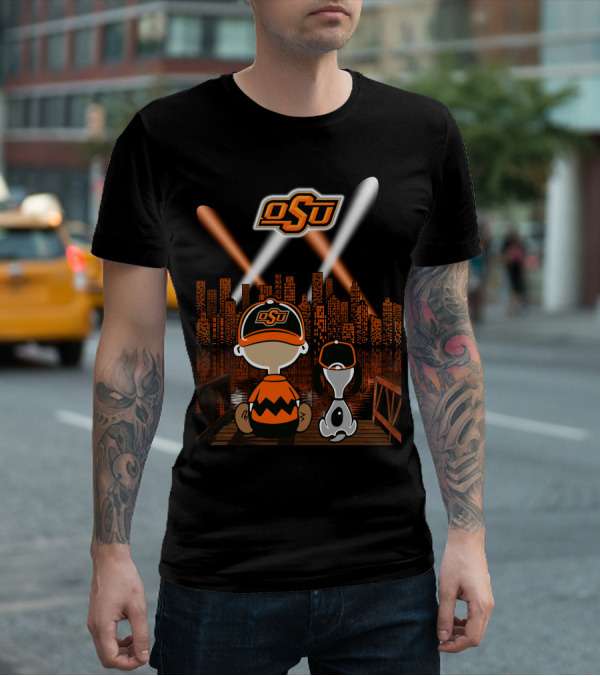 Osu Oklahoma State Cowboys Nighttime City Skyline T-Shirt