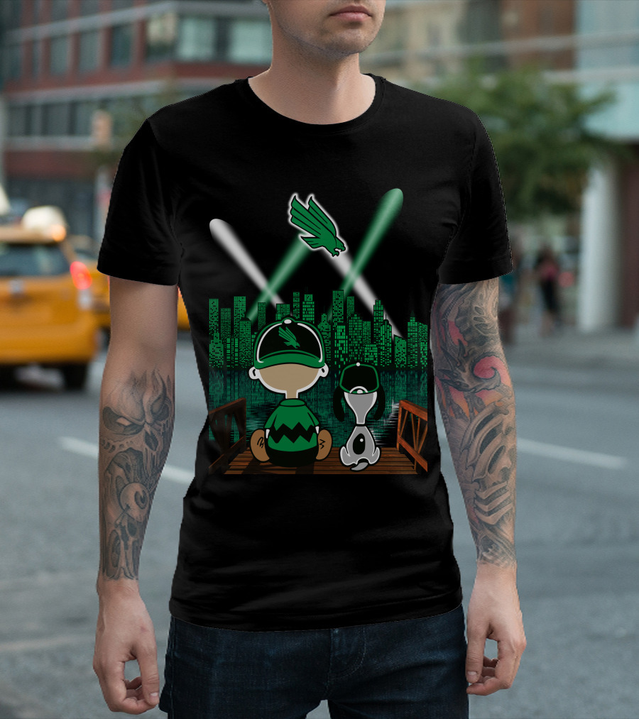 North Texas Mean Green Downtown Skyline By Night T-Shirt