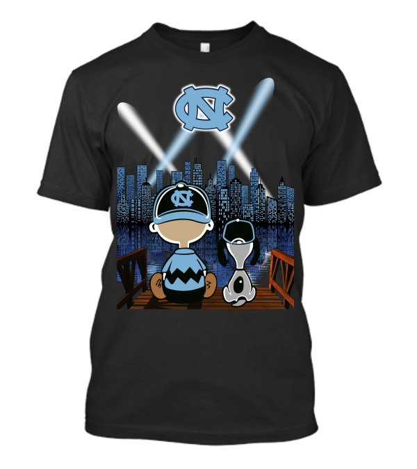 North Carolina Tar Heels City Skyline At Night With Iconic Characters T-Shirt