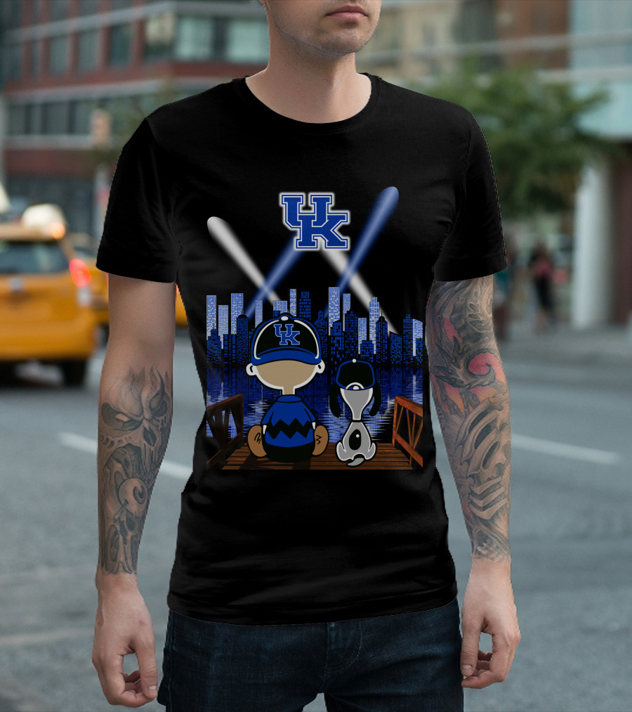 Uk Wildcats Nighttime Cityscape With Cartoon Characters T-Shirt