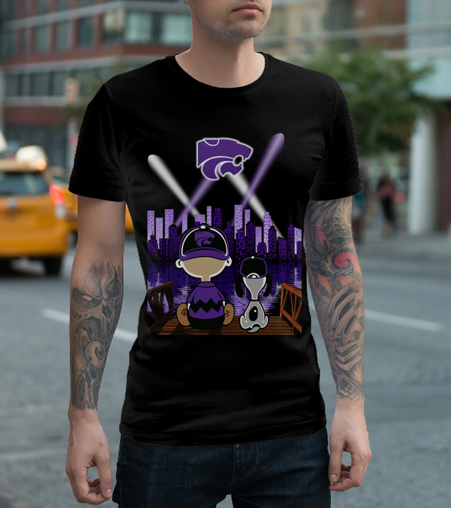 Kansas State Wildcats Night City Skyline Reflections T-Shirt