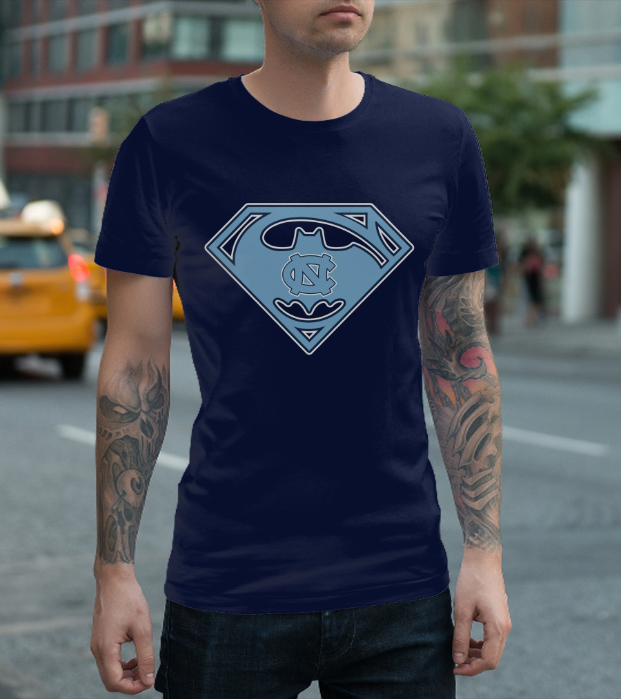 North Carolina Tar Heels Superman Batman Logo Mashup T-Shirt