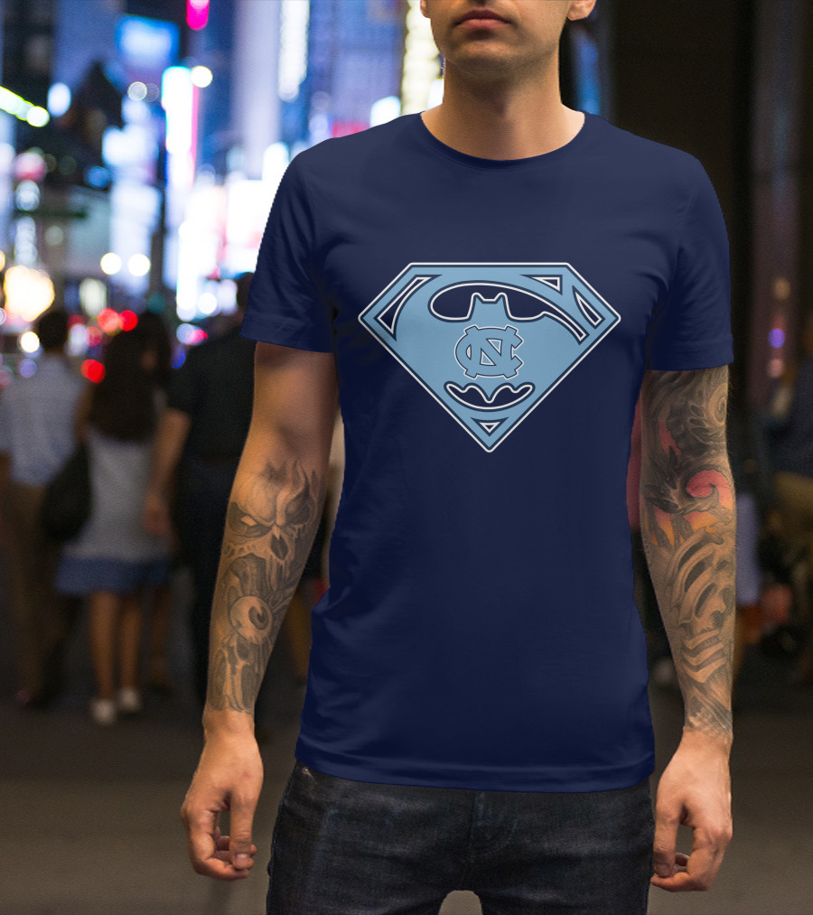 North Carolina Tar Heels Superman Batman Logo Mashup T-Shirt