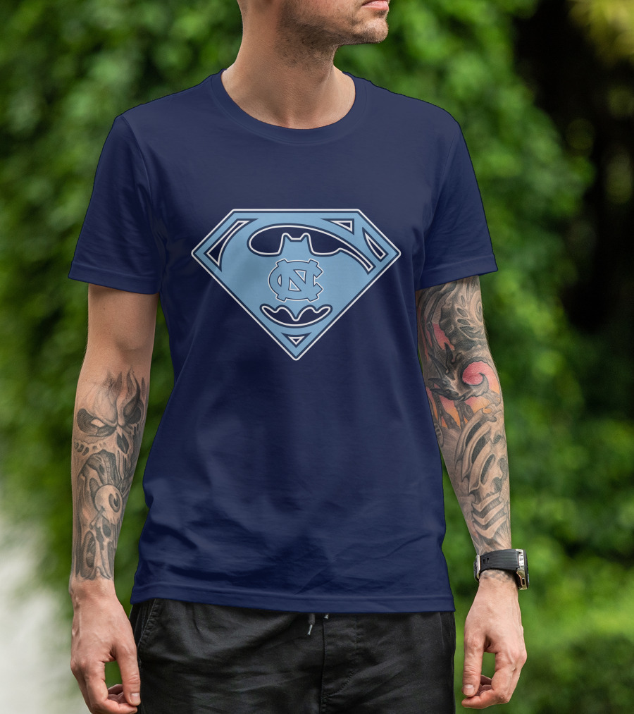 North Carolina Tar Heels Superman Batman Logo Mashup T-Shirt