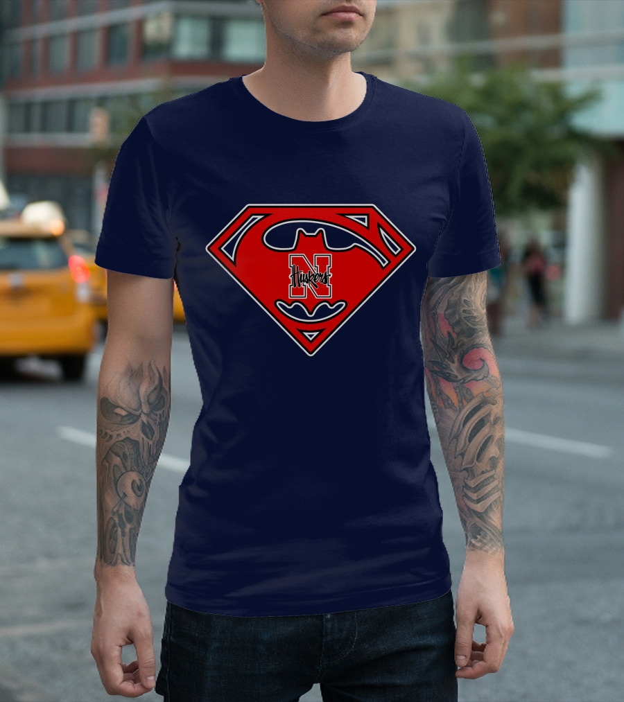 Superman Nebraska Huskers Logo T-Shirt